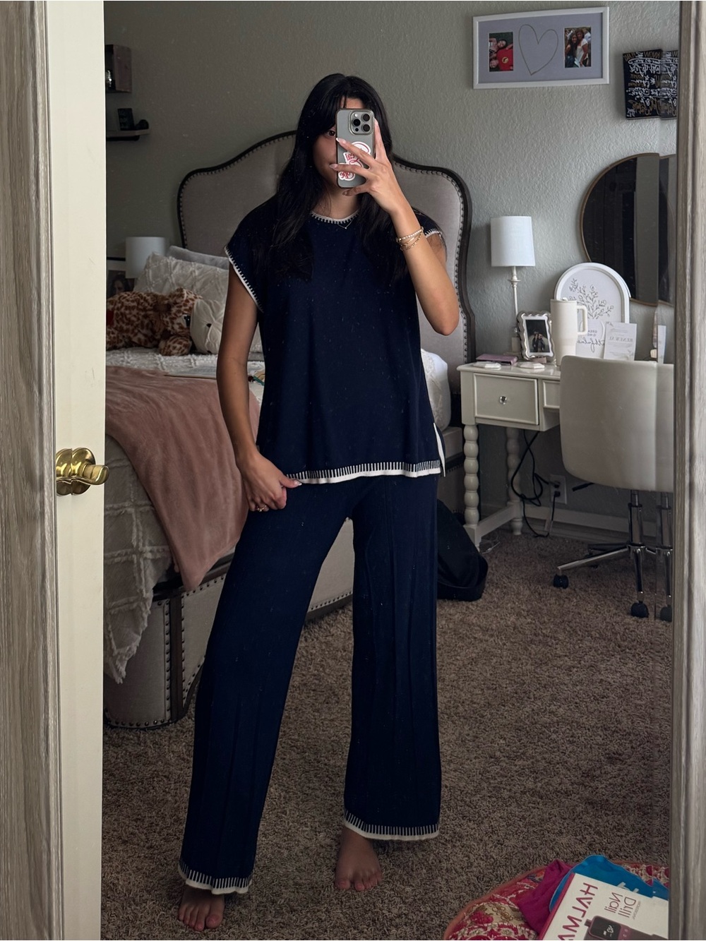 Women's Navy Two-Piece Lounge Set